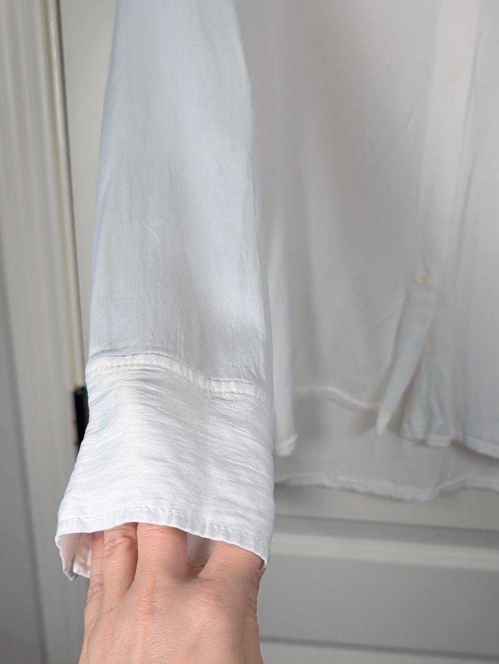Zara White Button-Up Silk Blouse - Picture 6 of 11